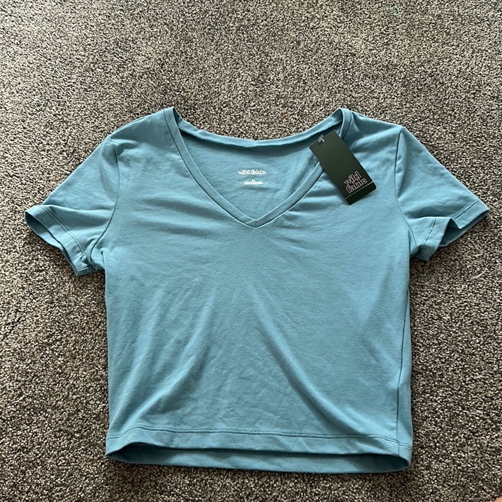 Blue cropped shirt